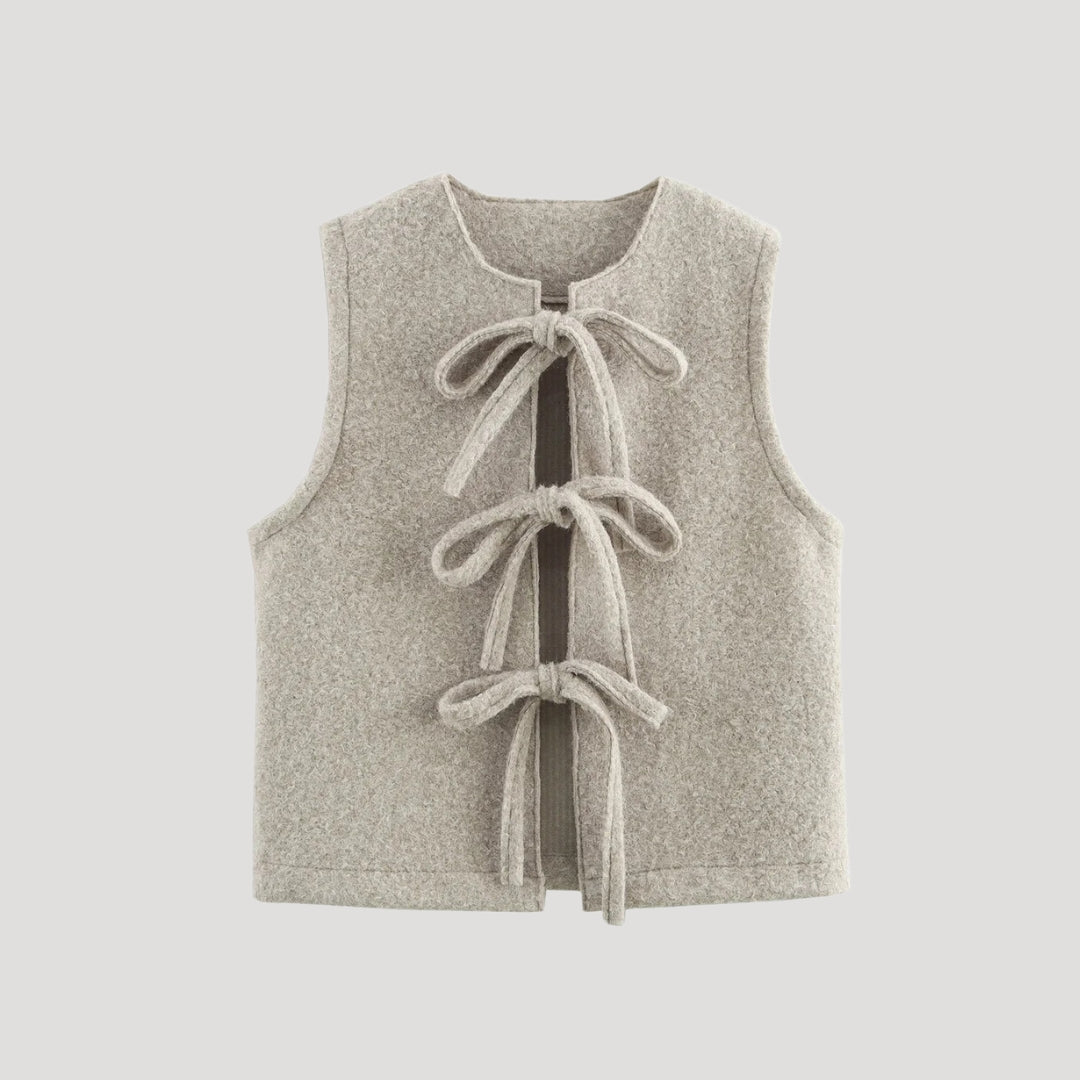 Women wool tie-front vest