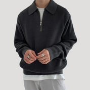 Men’s ribbed knit half zip winter jumper