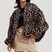 Women’s zip-up leopard print oversized jacket