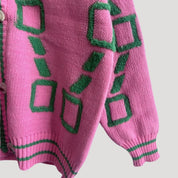 Women’s chunky knit oversized graphic button up cardigan