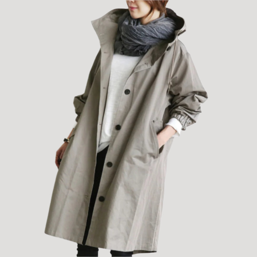 Women’s trench coat long lightweight hooded jacket