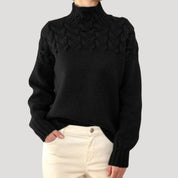 Women cable knit high-neck jumper