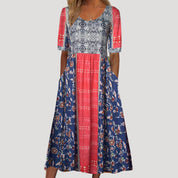 Women’s floral short sleeve midi day dress
