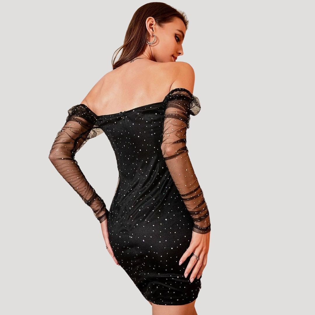 Sparkly mesh sleeve bodycon dress