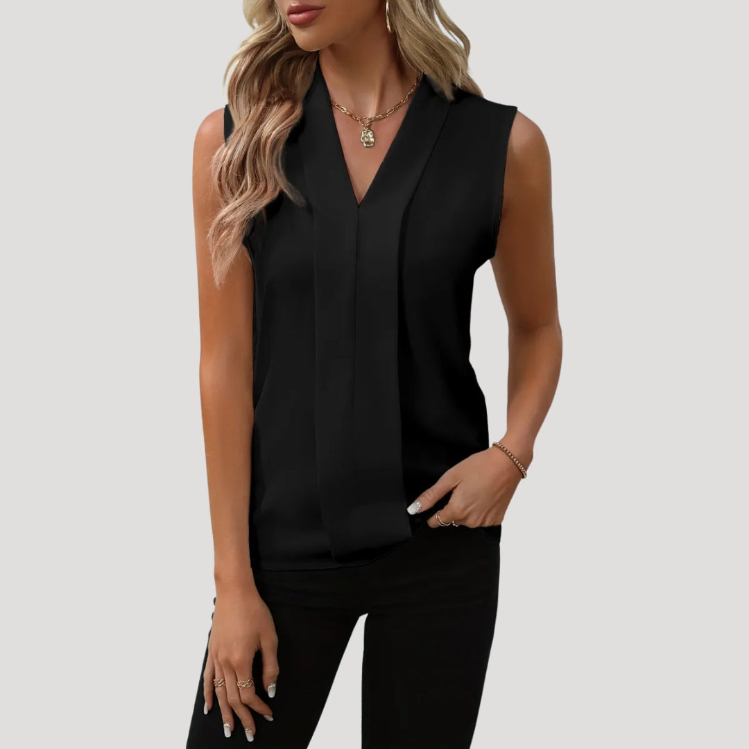 Women’s sleeveless v neck office work blouse