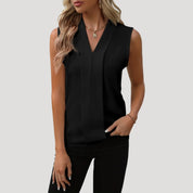 Women’s sleeveless v neck office work blouse