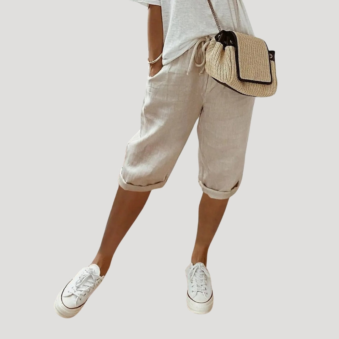 Women’s linen knee length shorts summer casual fit