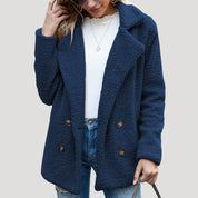 Women’s teddy fleece double breasted winter jacket