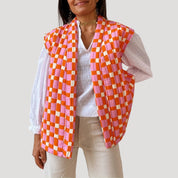 Quilted sleeveless printed vest