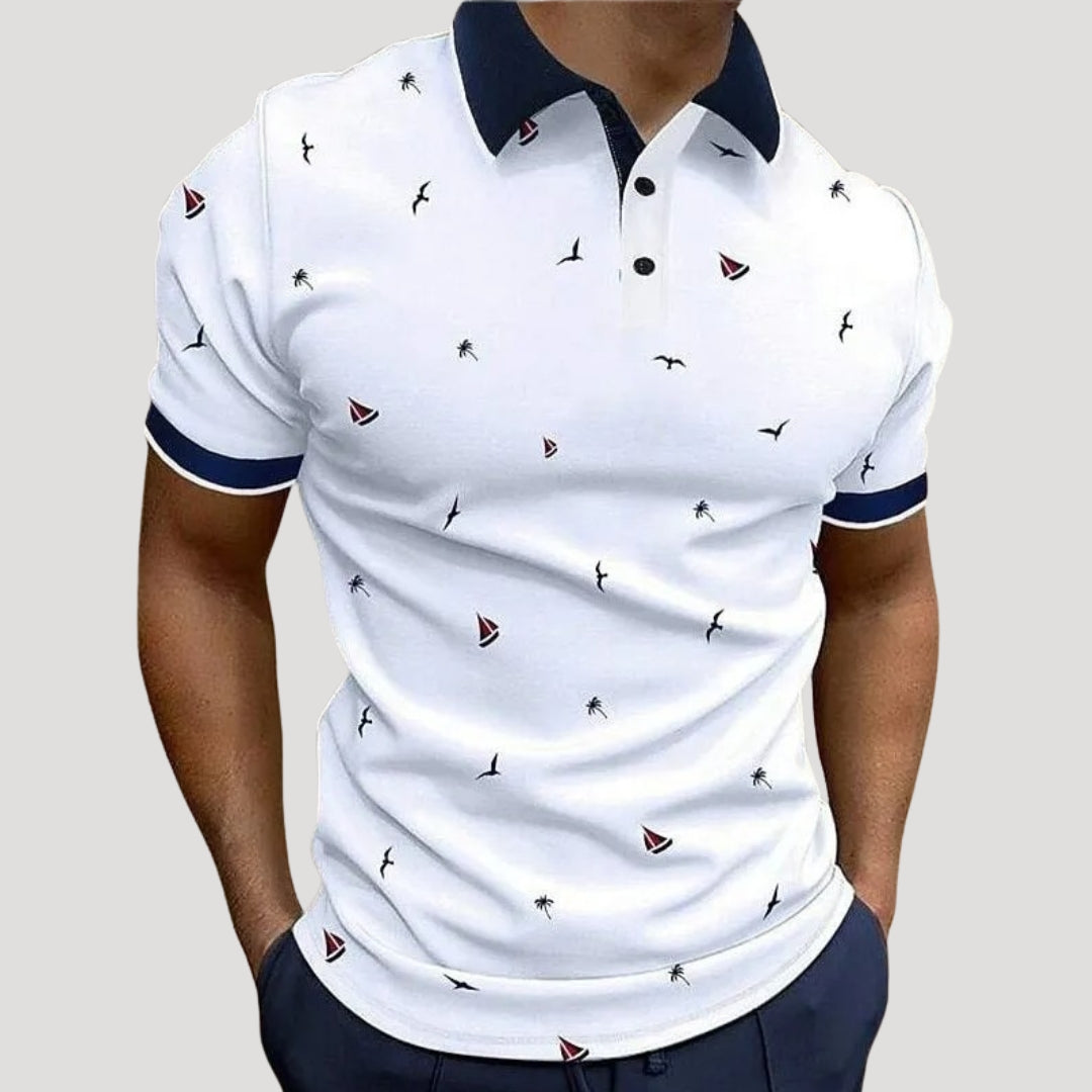 Men’s short sleeve printed patterned polo shirt