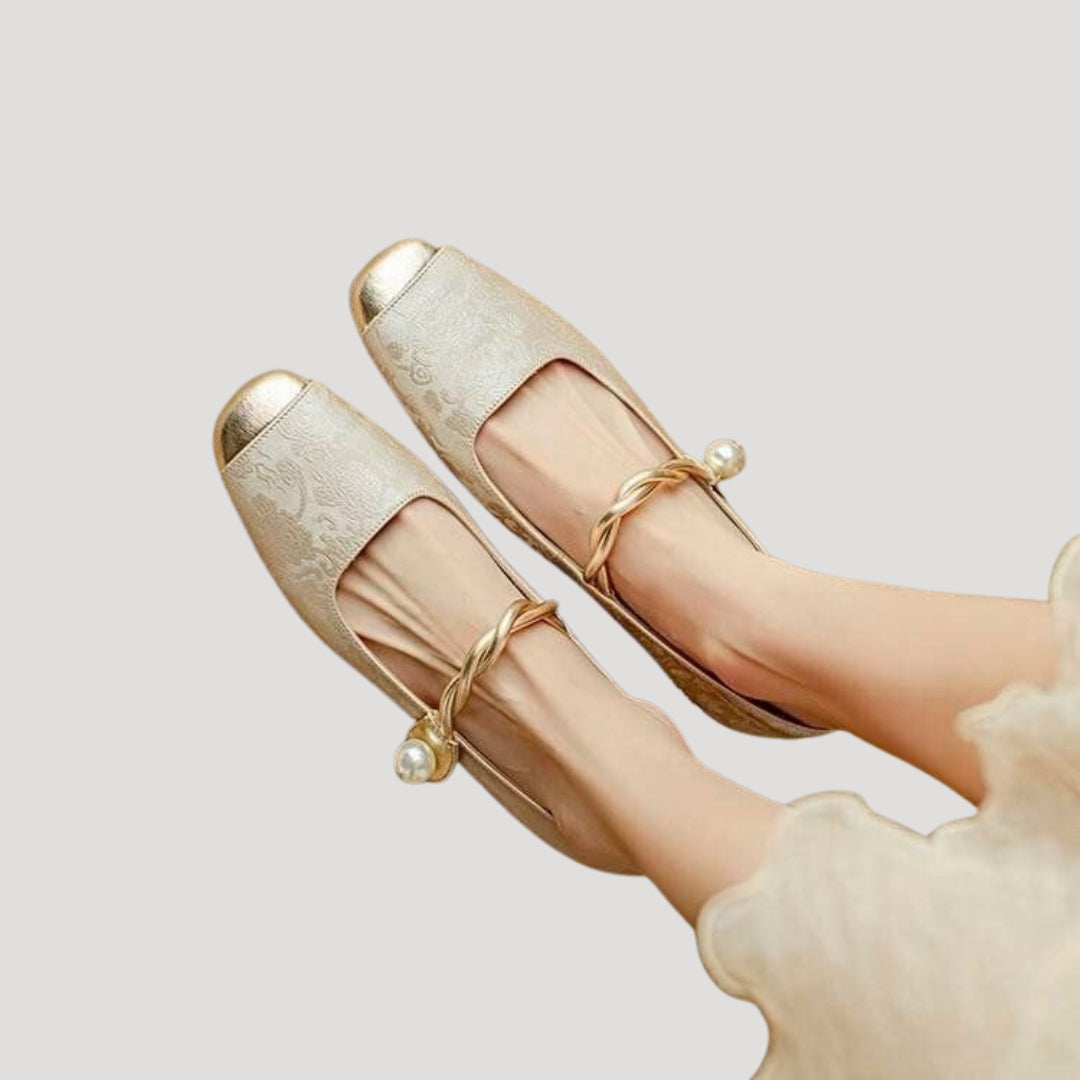 Women’s square toe ballet flats with low heel