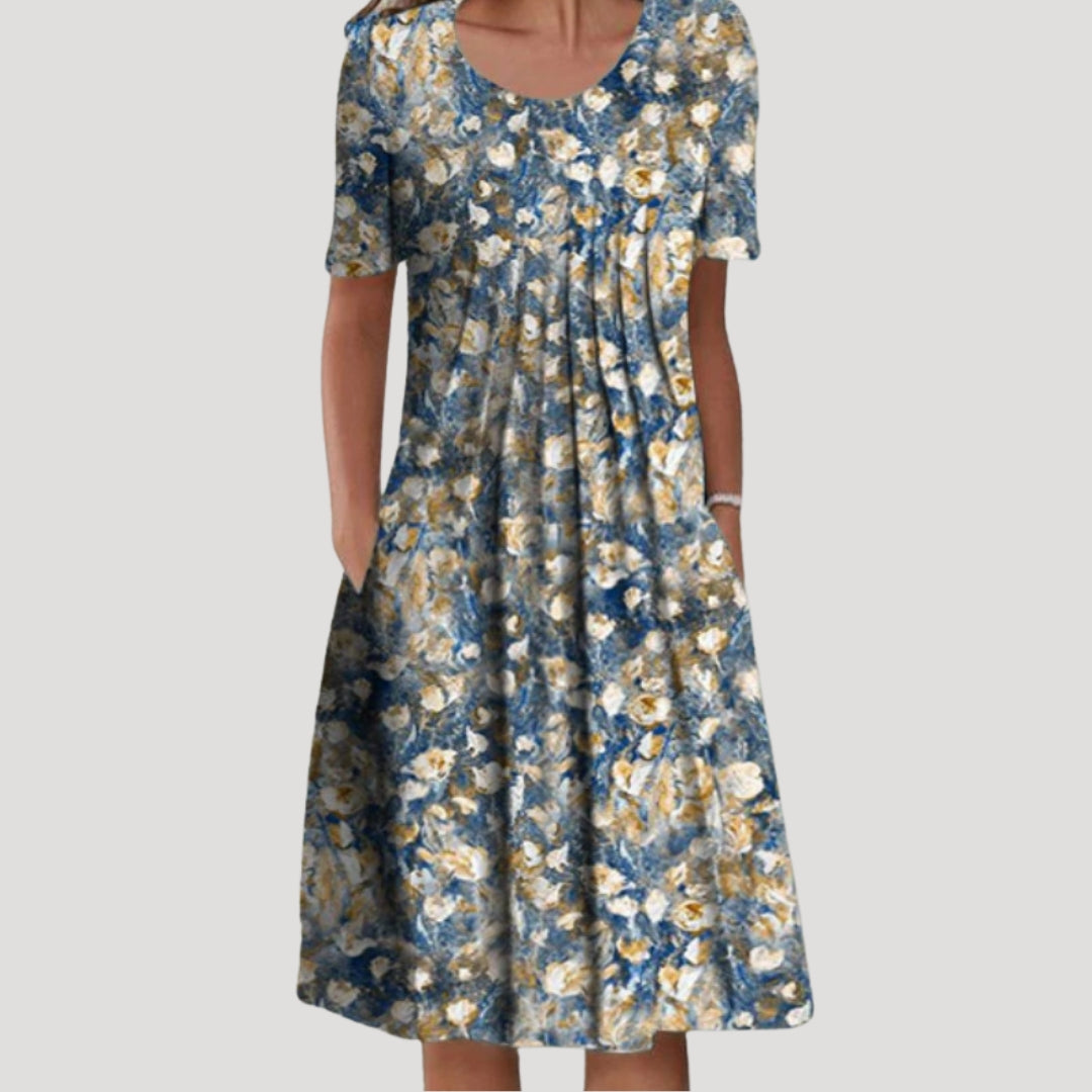 Women’s floral midi dress with short sleeves