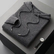 Men’s cashmere wool winter knitted hoodie jumper