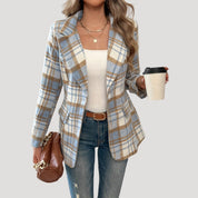 Classic plaid wool-blend blazer