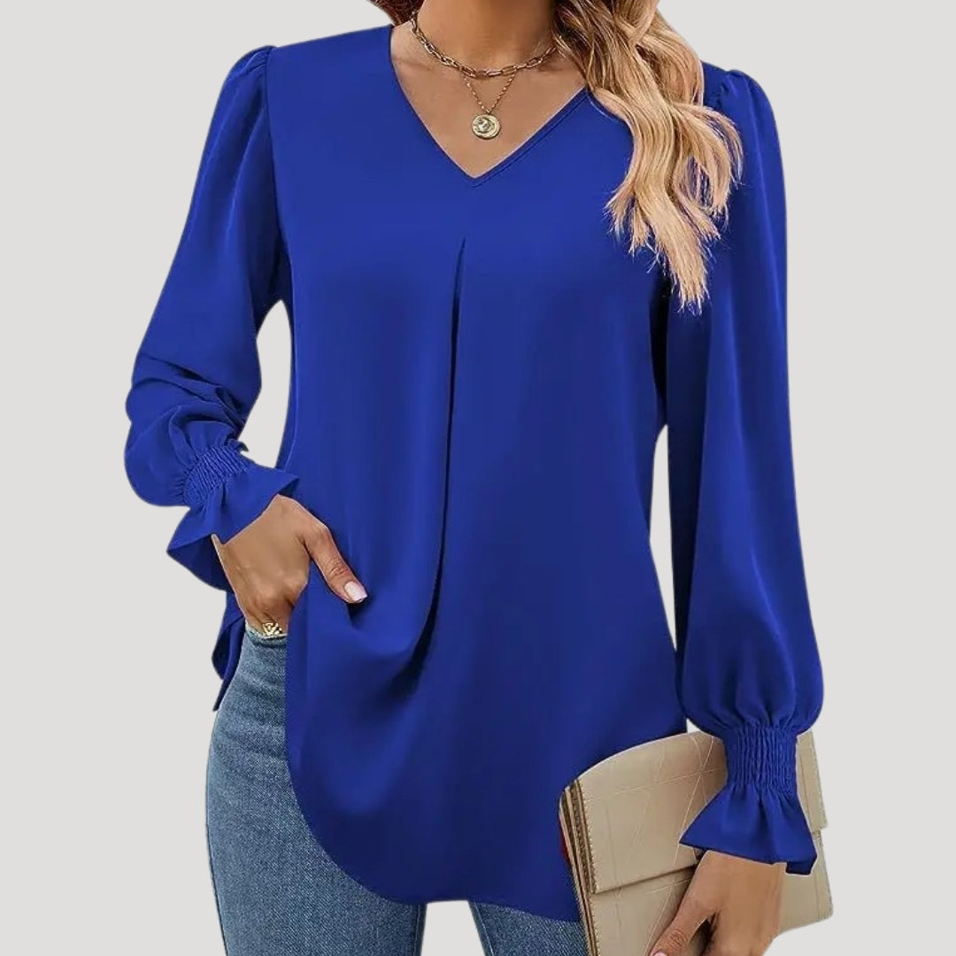 Elegant v-neck long-sleeve blouse