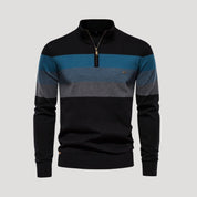 Men’s knitted half zip striped winter sweater
