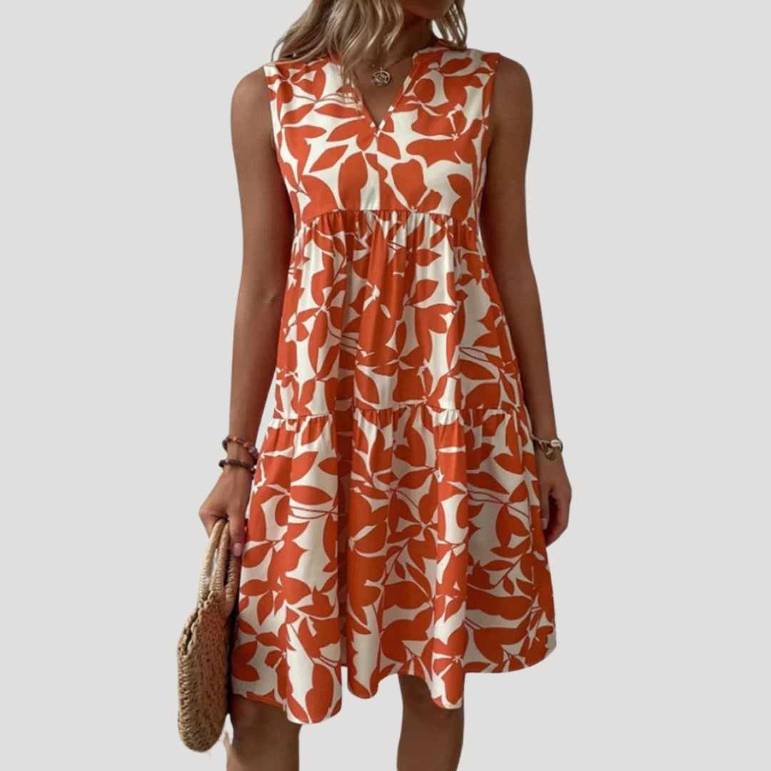 Women’s sleeveless v neck tiered midi dress