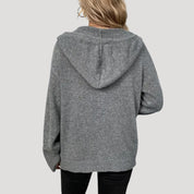 Women hooded button-up cardigan