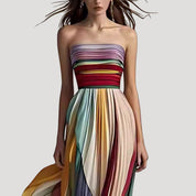 Women’s strapless pleated maxi dress