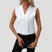 Women’s sleeveless v neck office work blouse