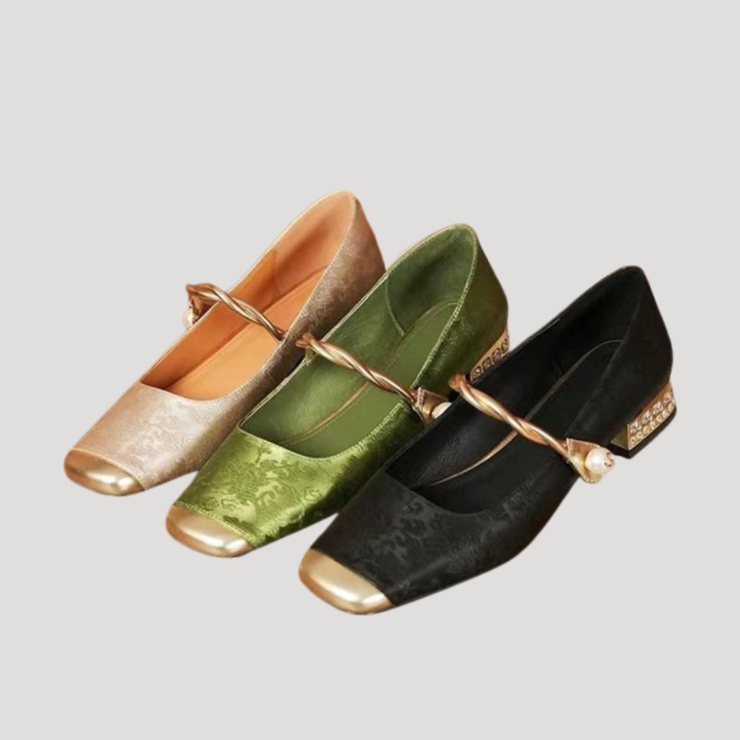 Women’s square toe ballet flats with low heel