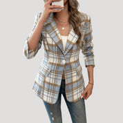 Classic plaid wool-blend blazer