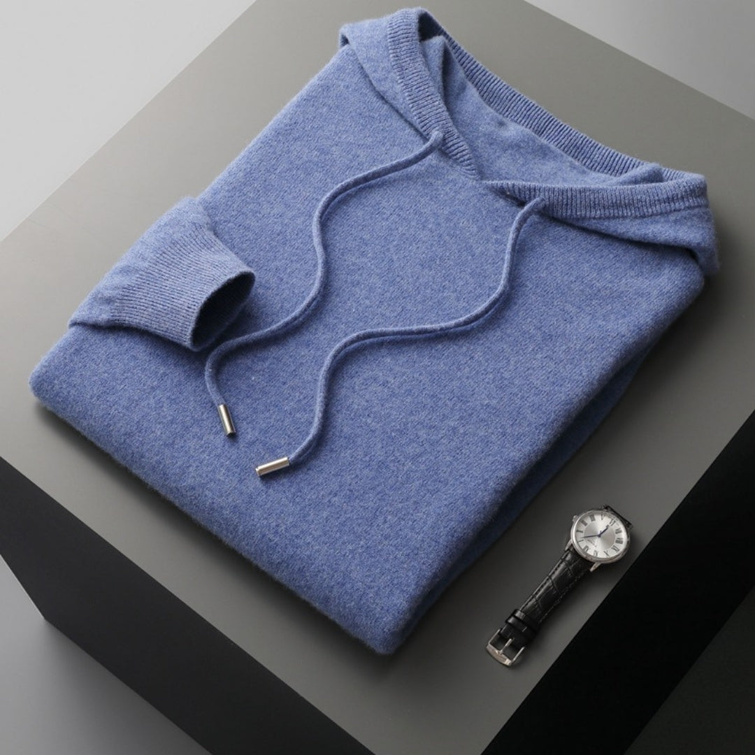 Men’s cashmere wool winter knitted hoodie jumper