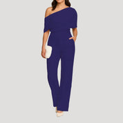 Women’s one shoulder wide leg wedding guest jumpsuit