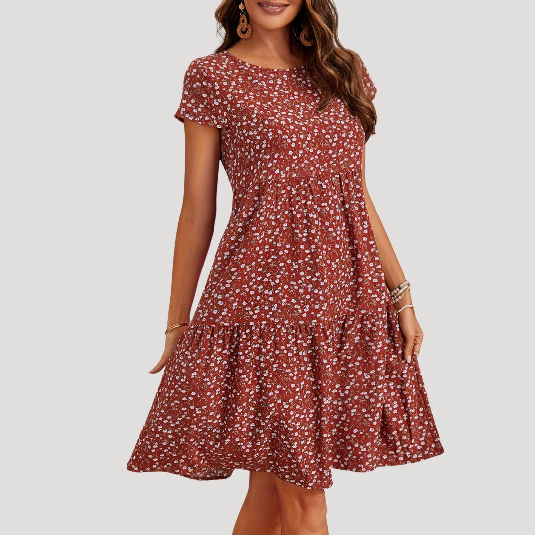 Floral print tiered midi dress