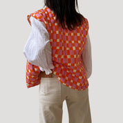 Quilted sleeveless printed vest