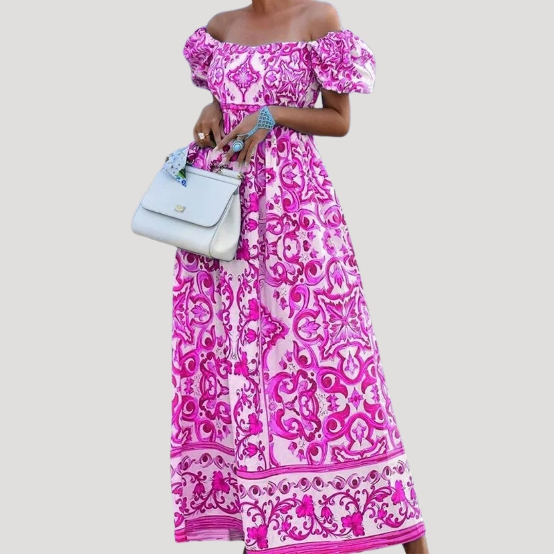Women’s off shoulder summer puff sleeve maxi dress