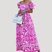 Women’s off shoulder summer puff sleeve maxi dress