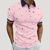 Men’s short sleeve printed patterned polo shirt