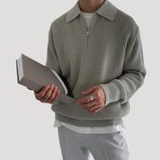 Men’s ribbed knit half zip winter jumper