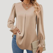 Elegant v-neck long-sleeve blouse