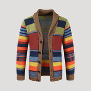 Multicolour striped knit cardigan