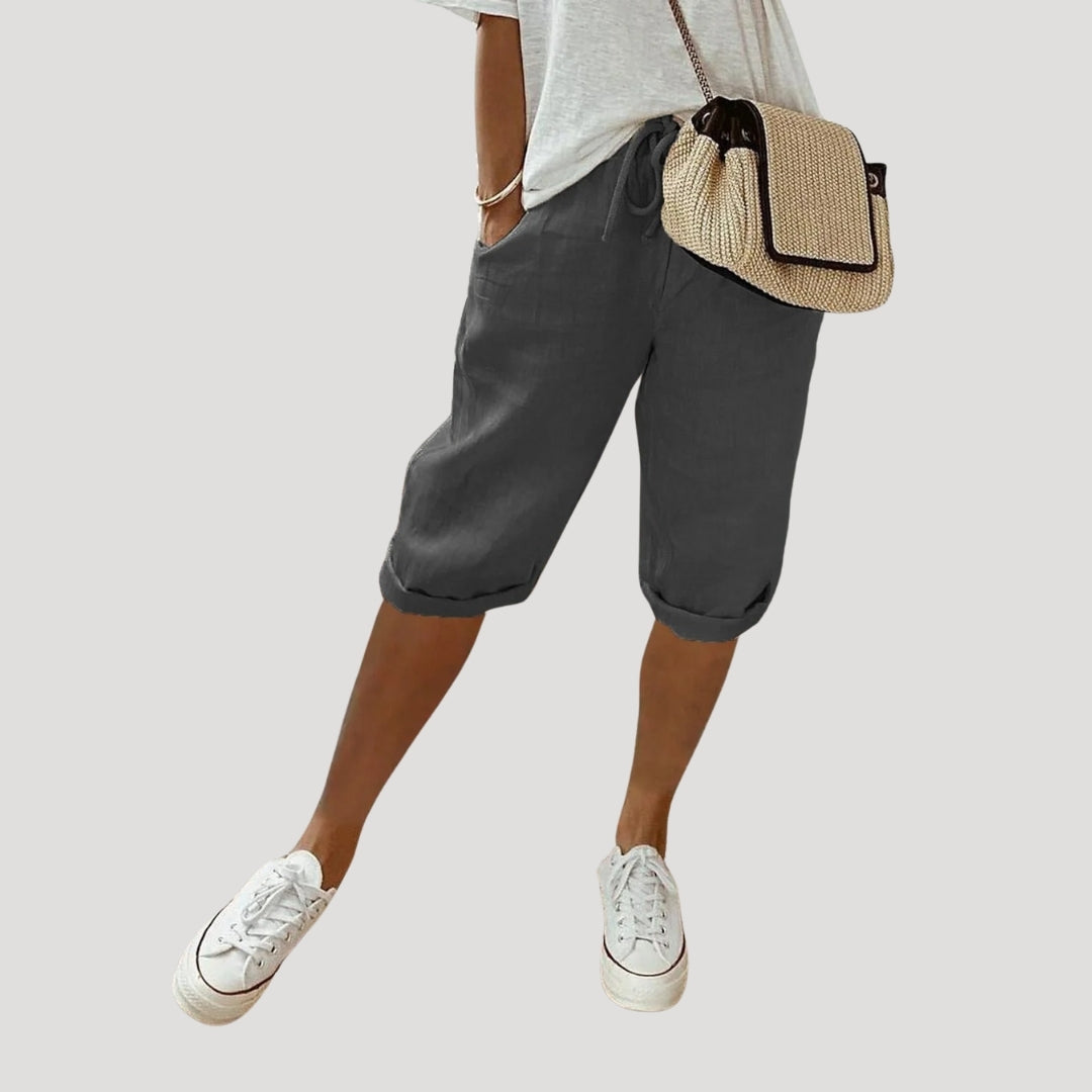 Women’s linen knee length shorts summer casual fit