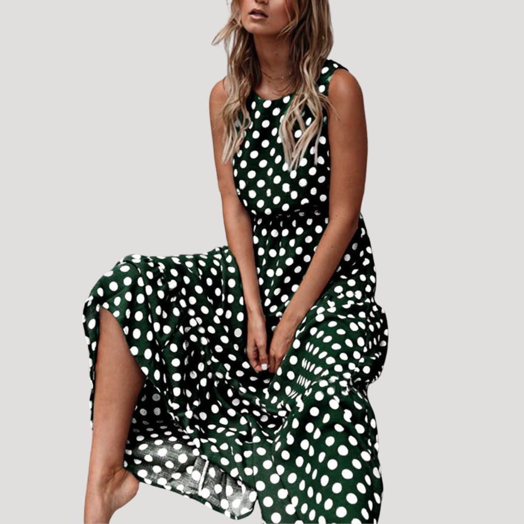 Women’s polka dot sleeveless midi dress