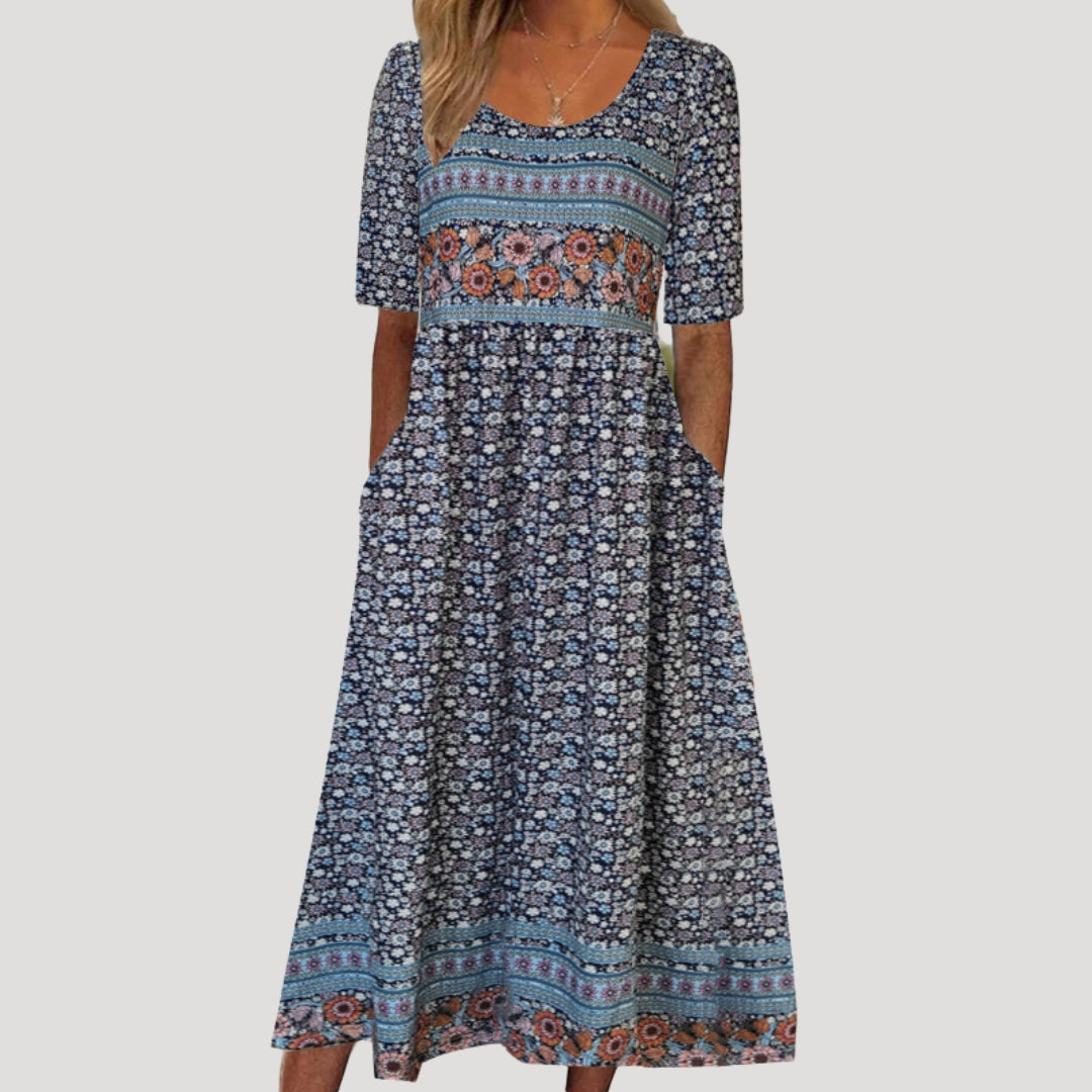 Women’s floral short sleeve midi day dress