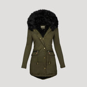 Luxury fur-lined hooded coat