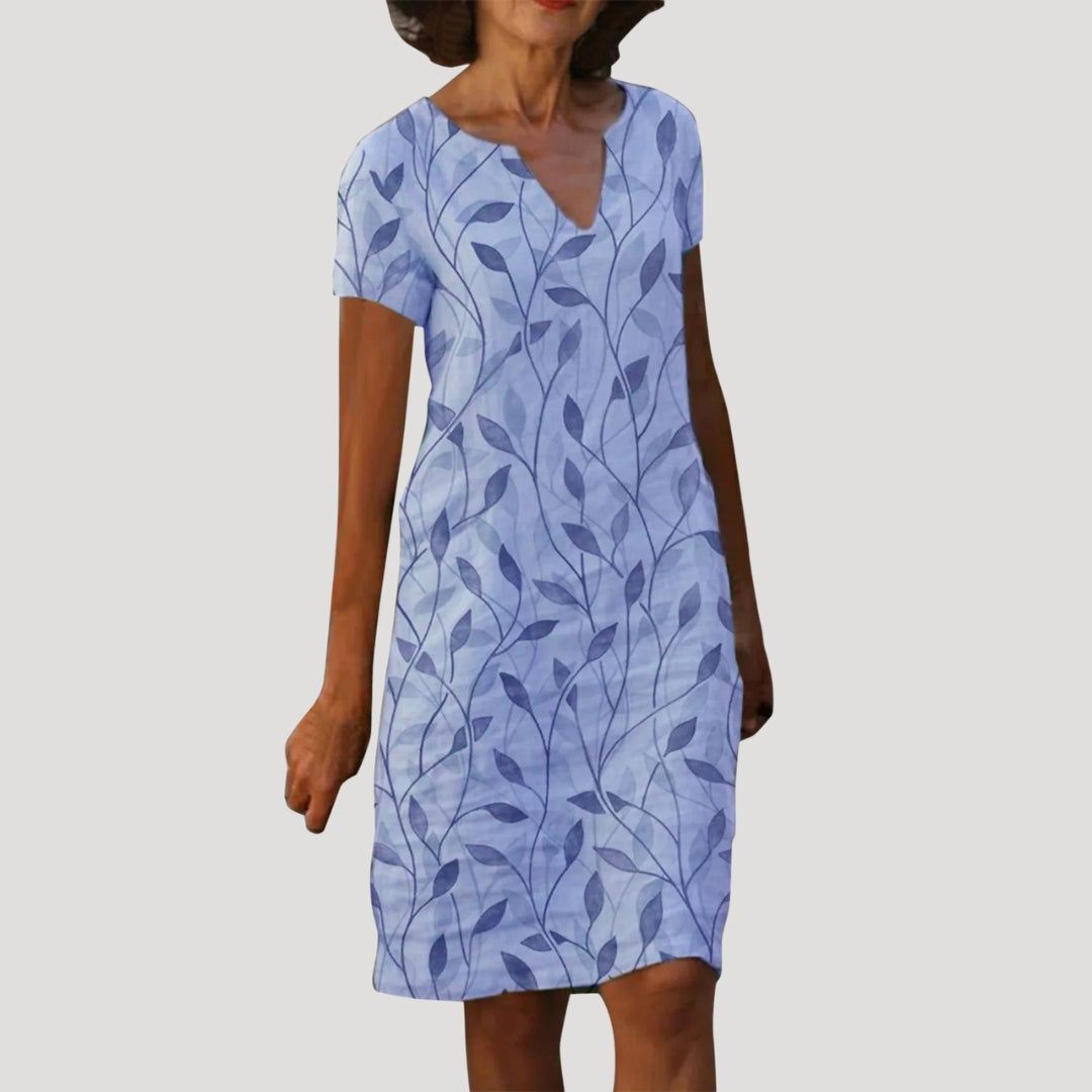 Women’s v neck short sleeve printed midi dress