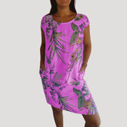 Women’s printed short sleeve knee length midi dress