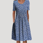 Women’s floral midi dress with short sleeves