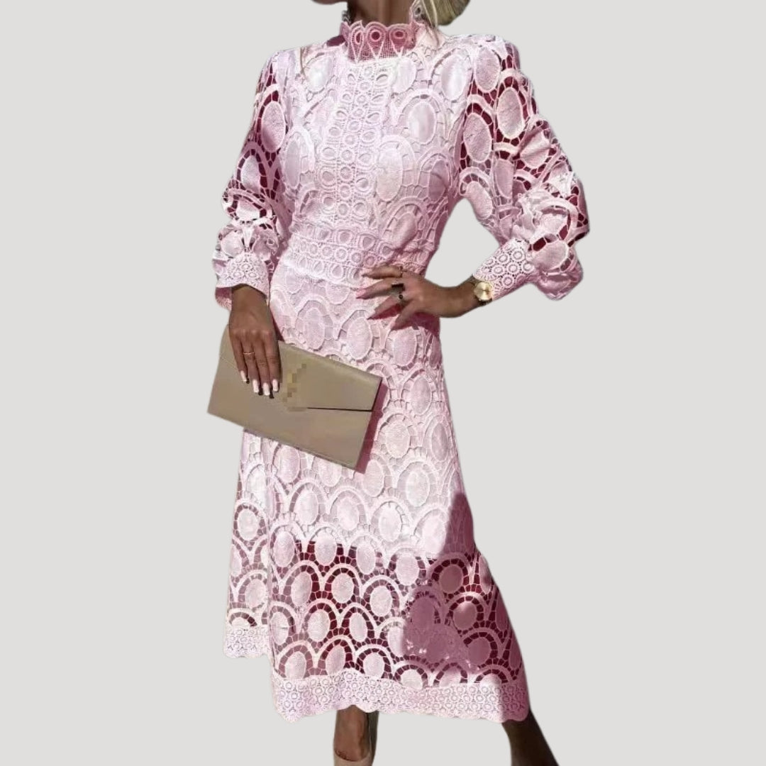 Women’s lace midi wedding guest dress long sleeve