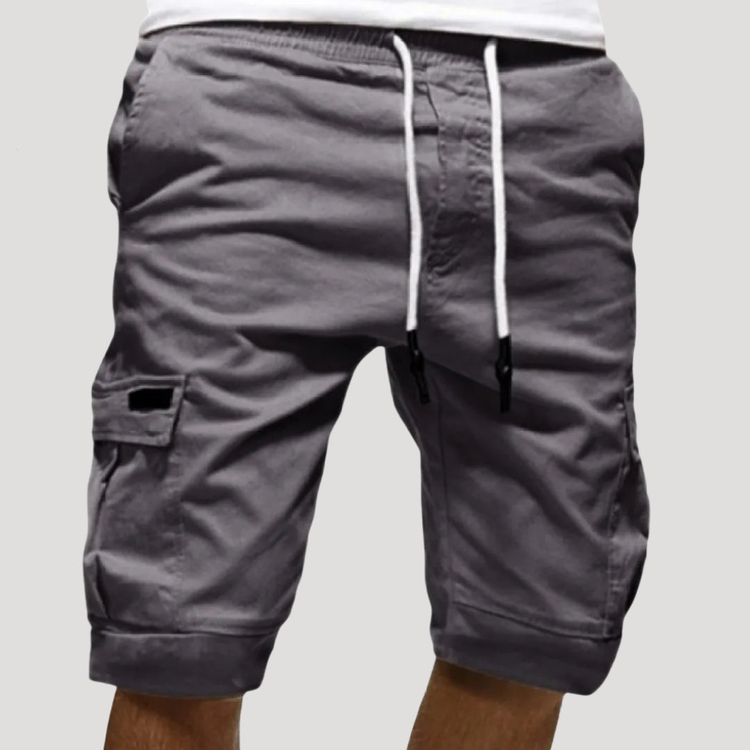 Men’s cargo knee length drawstring cotton shorts
