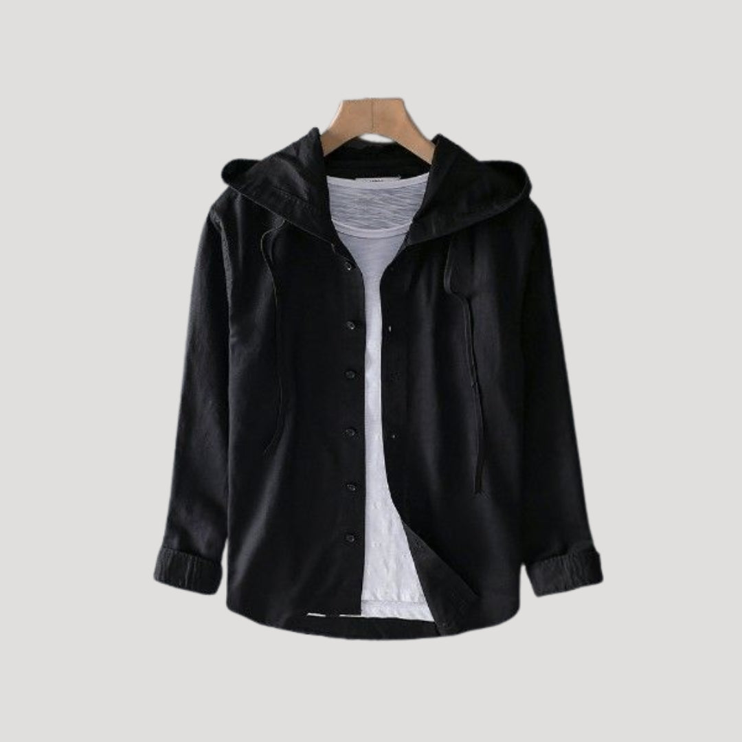 Women’s cotton long sleeve hooded button overshirt