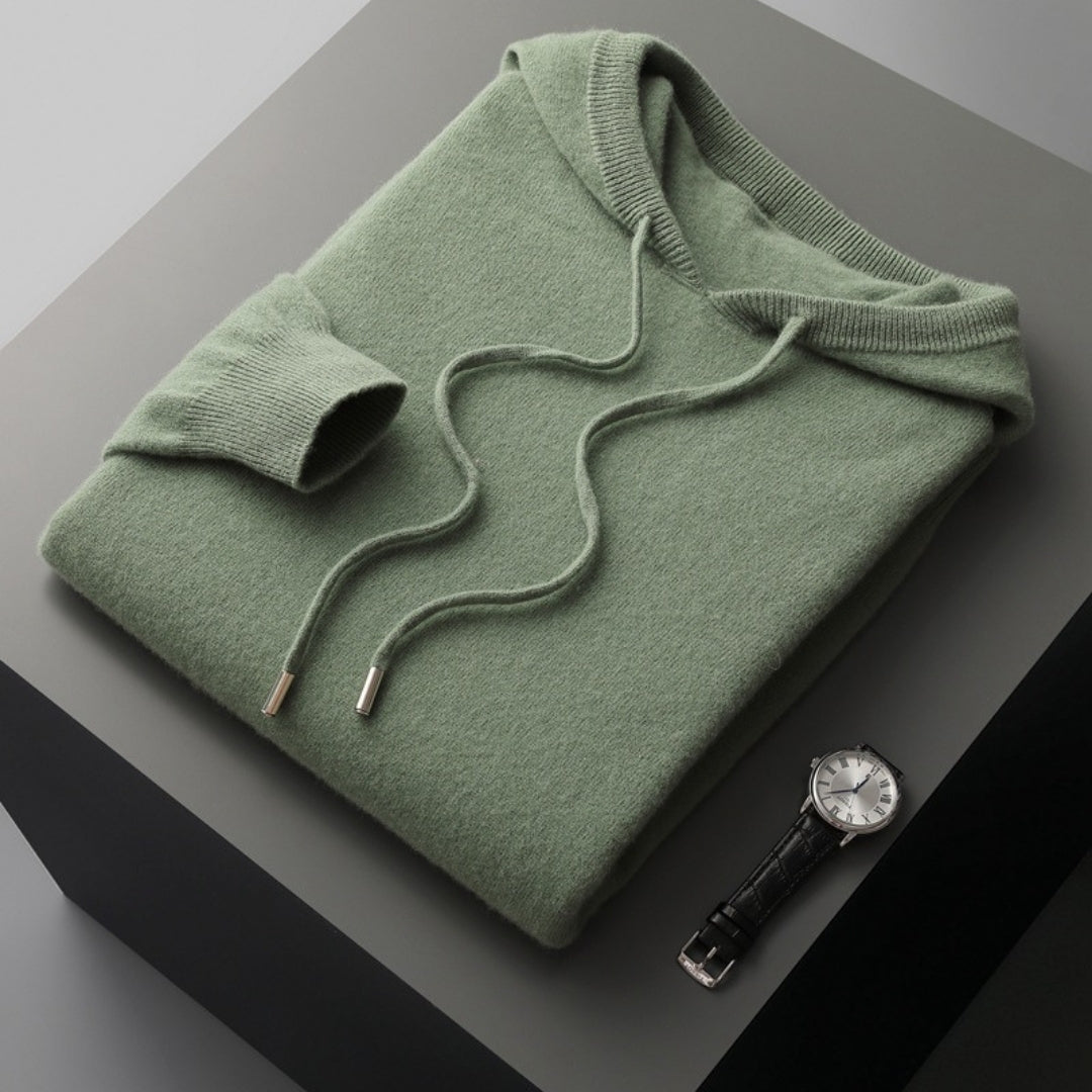 Men’s cashmere wool winter knitted hoodie jumper