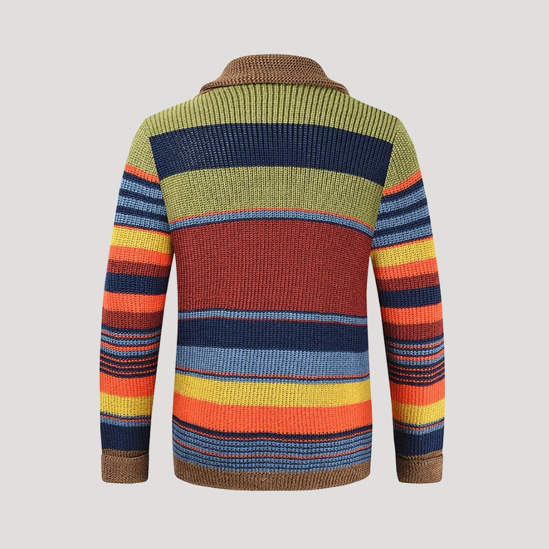 Multicolour striped knit cardigan