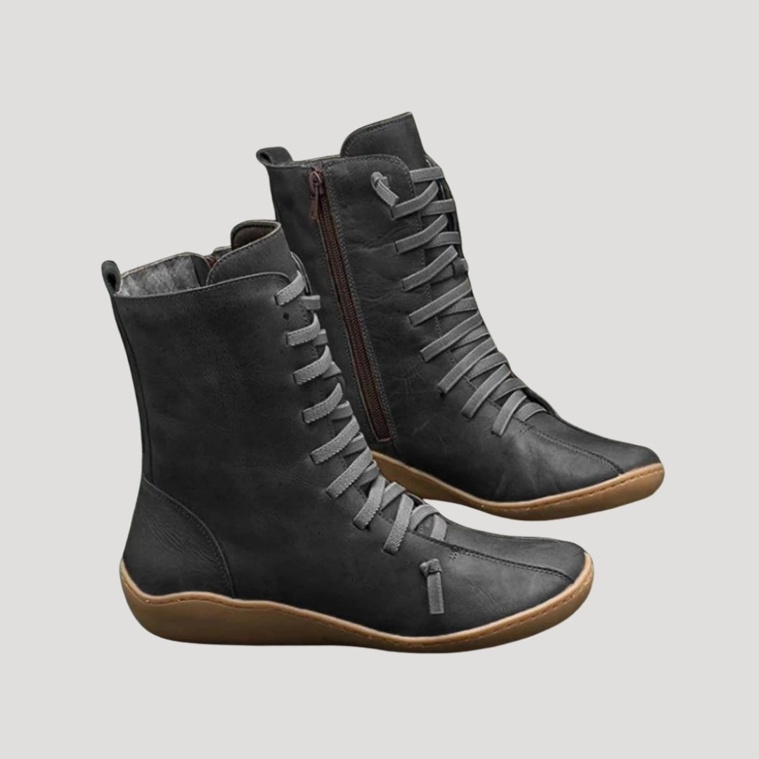 Women’s winter ankle boots leather lace up