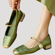 Women’s square toe ballet flats with low heel